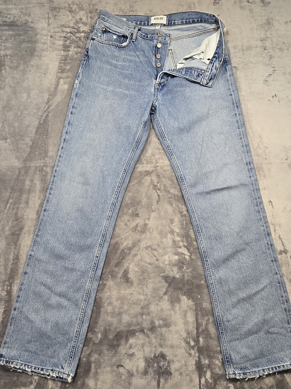 AGOLDE Lana Jean A140B Riptide Mid Rise Vintage Straight Jeans 28 Button Fly